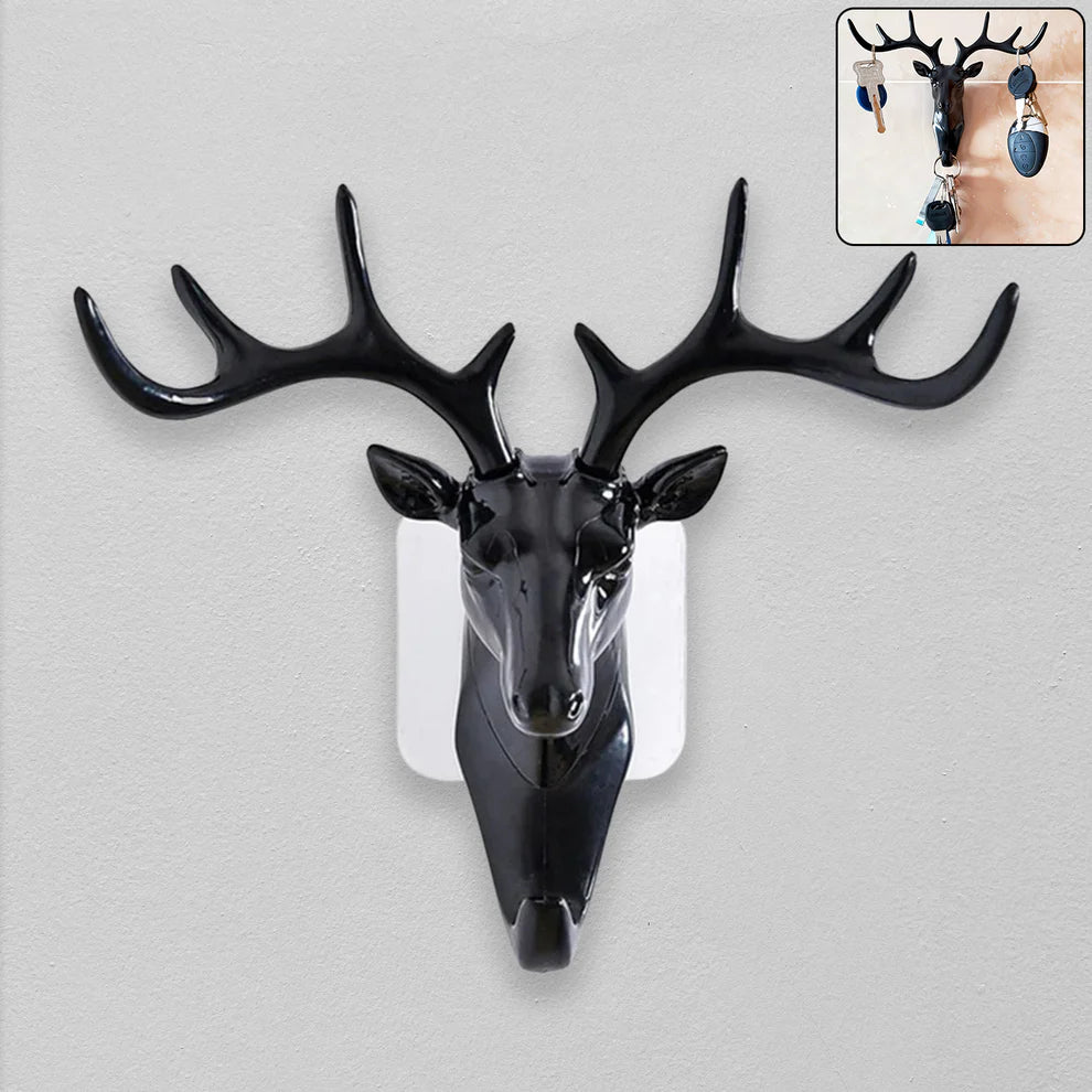 Wall Hook Self Adhesive Heavy Duty | No Drill Key Holder Wall Hanger | Bathroom Kitchen Towel Hook Decorative Deer Hook