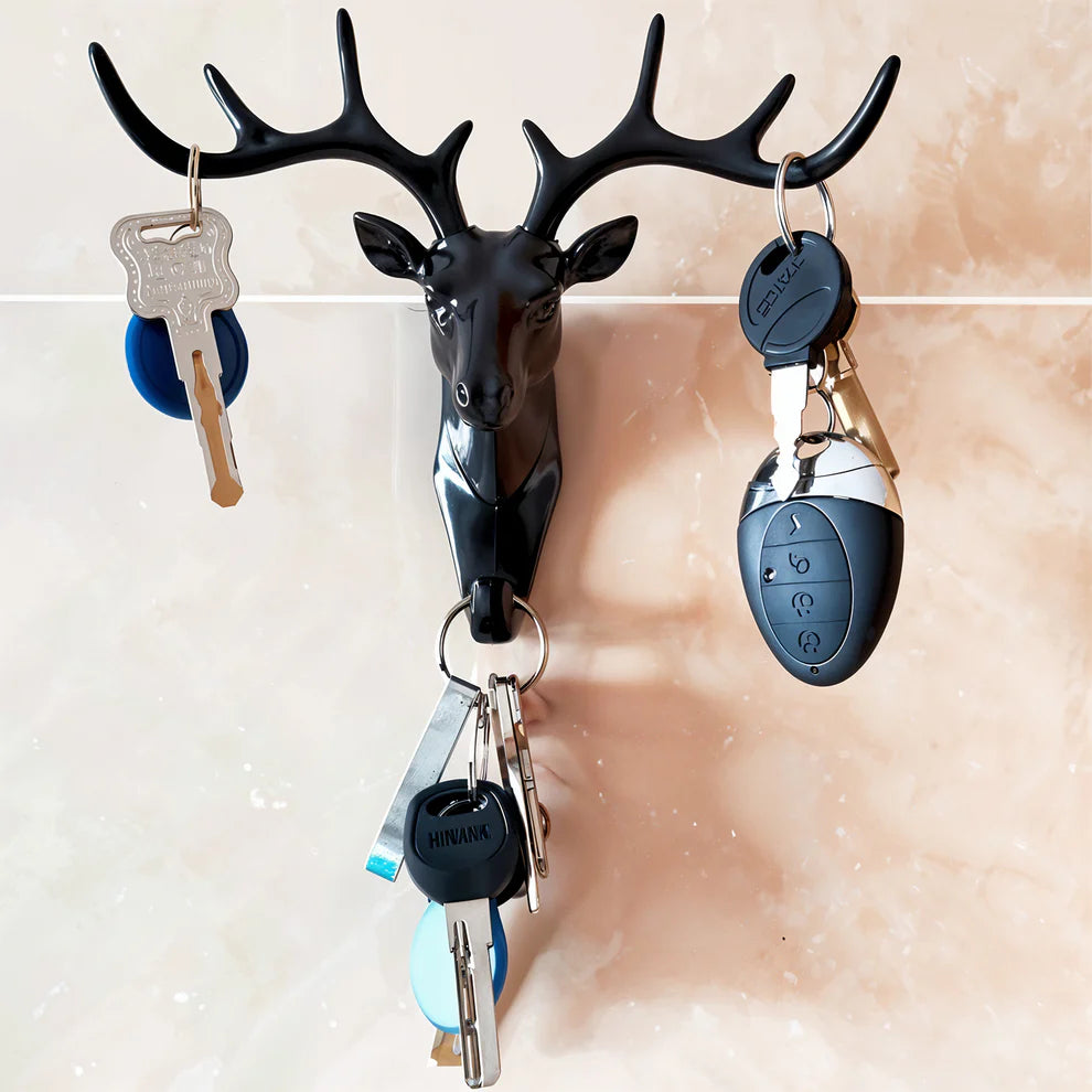 Wall Hook Self Adhesive Heavy Duty | No Drill Key Holder Wall Hanger | Bathroom Kitchen Towel Hook Decorative Deer Hook