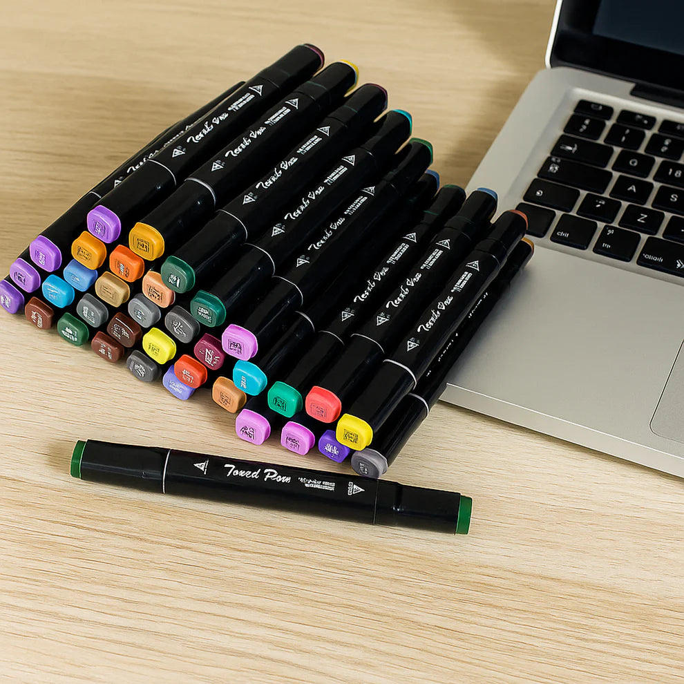 48 Colors Dual Tip Sketch Markers Set | Alcohol Based Art Markers for Drawing, Coloring & Illustration with Carry Case