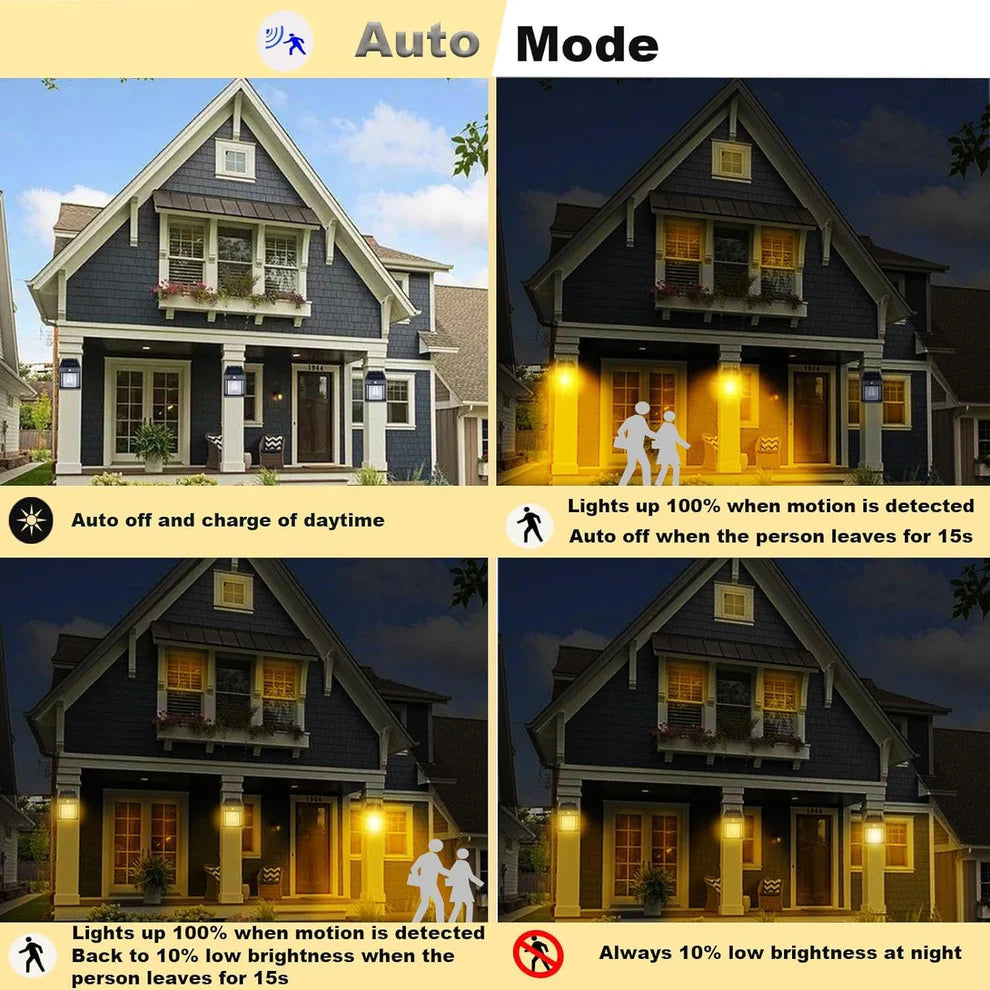 Best Solar Motion Sensor Wall Light Outdoor Waterproof | LED Solar Security Lamp for Home Garden Gate Wireless Light