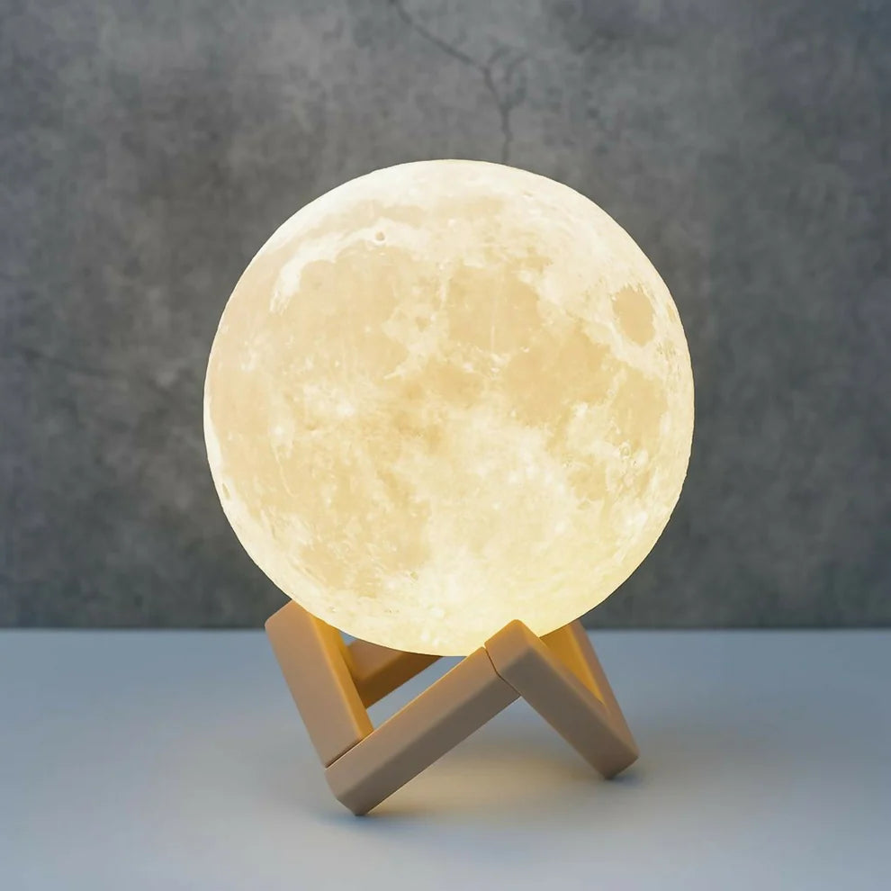 3D Moon Lamp LED Night Light with Stand – Aesthetic Bedroom Decor Lamp | Romantic Gift for Couples