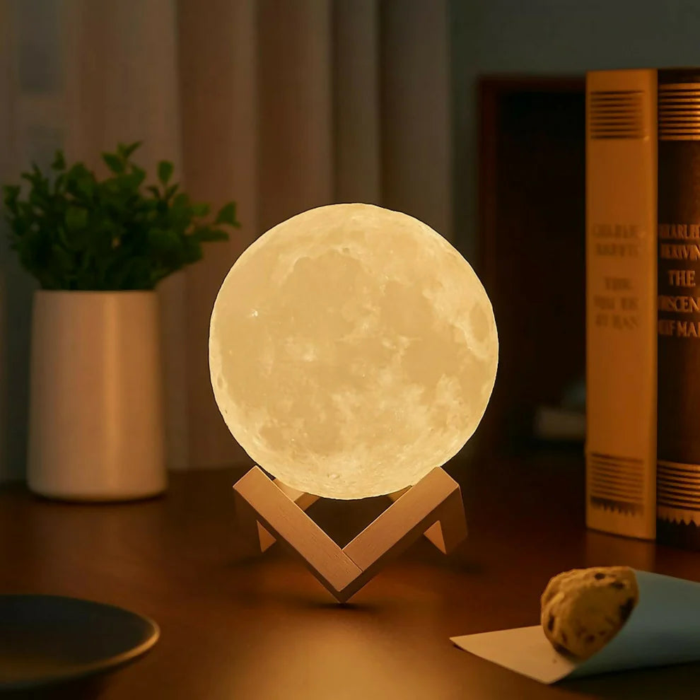3D Moon Lamp LED Night Light with Stand – Aesthetic Bedroom Decor Lamp | Romantic Gift for Couples