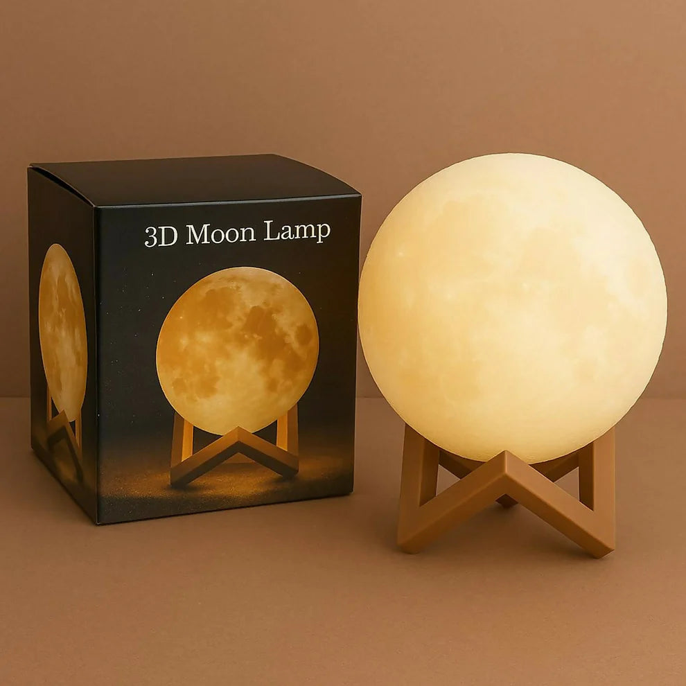 3D Moon Lamp LED Night Light with Stand – Aesthetic Bedroom Decor Lamp | Romantic Gift for Couples