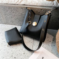 Elegant 2-Piece Women’s Leather Bucket Bag Set