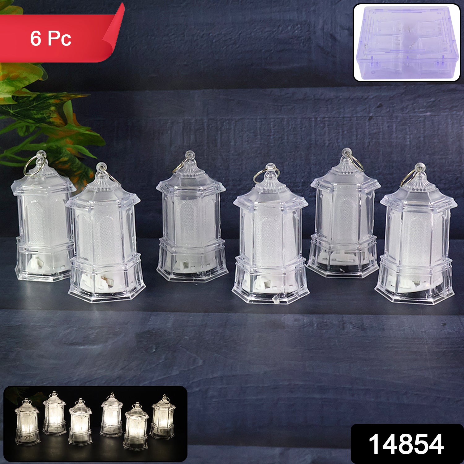 Led Hanging Lantern Style Decorative Flameless Candles (6 Pc)