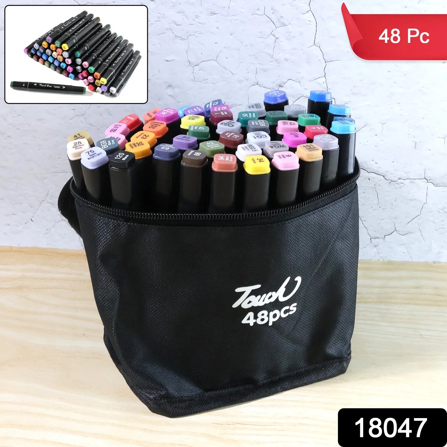 48 Colors Dual Tip Sketch Markers Set | Alcohol Based Art Markers for Drawing, Coloring & Illustration with Carry Case