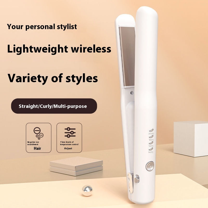 Mini Wireless Hair Straightener & Curler | Portable Rechargeable Styling Tool    (2-in-1 Mini Wireless Hair Styler)